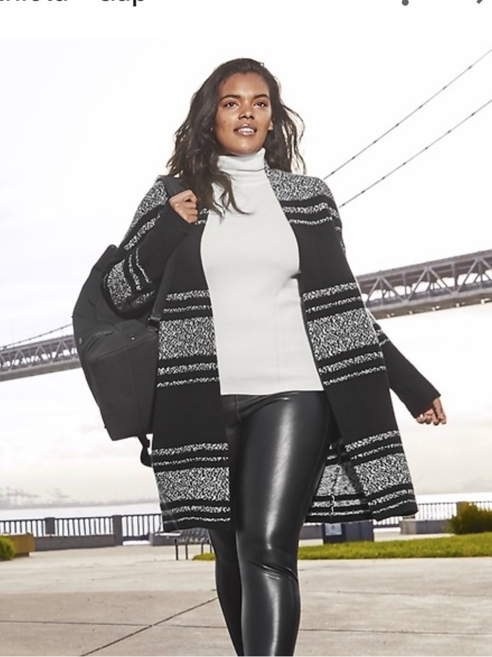 Athleta Oversized Wool Cashmere Sweater Wrap Long Cardigan Black Marl Size XS